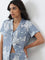 Wunderlove Dusty Blue Floral Shirt & High-Rise Pyjamas Set