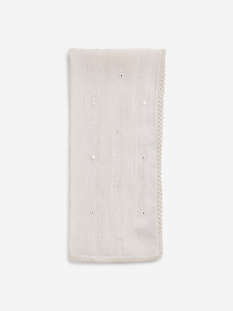 Zuba Beige Embellished Stole