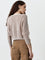 Nuon Beige Heart Embroidered Knitted Cotton Sweater