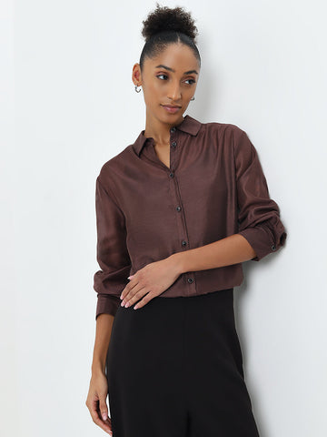 Wardrobe Dark Brown Shirt with Camisole