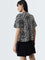 Nuon White & Black Animal Printed Cotton T-Shirt