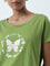 LOV Green Printed Cotton T-Shirt