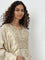 Vark Beige Embellished A-Line Kurta, Skirt and Dupatta Set