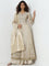 Vark Beige Embellished A-Line Kurta, Skirt and Dupatta Set