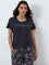 Wunderlove Dark Grey Text Design Cotton Lounge Top