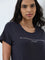 Wunderlove Dark Grey Text Design Cotton Lounge Top