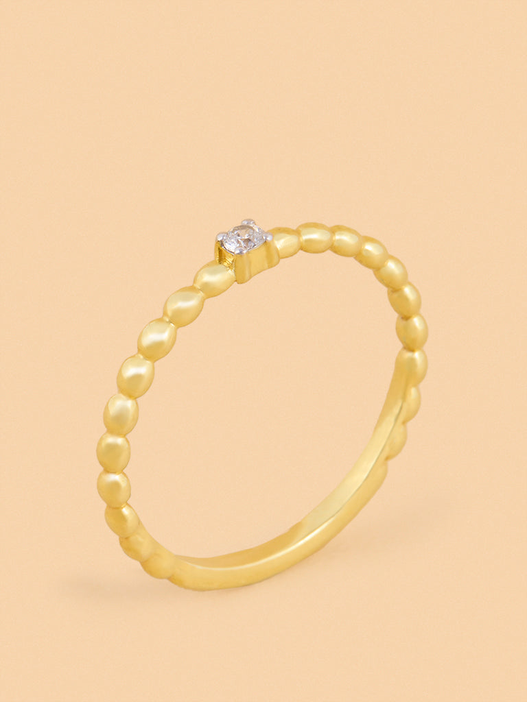 Beaded Ring with Lab Diamond