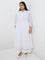 Diza White Schiffli Embroidered Cotton A-Line Cotton Kurta