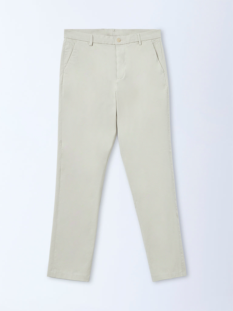Ascot Light Beige Mid-Rise Relaxed-Fit Cotton-Blend Chinos