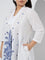 Diza White Tropical-Inspired Cotton A-Line Kurta