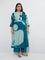 Diza Teal Abstract Patterned A-Line Kurta