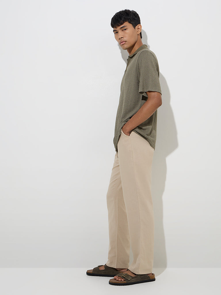 ETA Sage Self-Striped Knitted Relaxed-Fit Polo T-Shirt