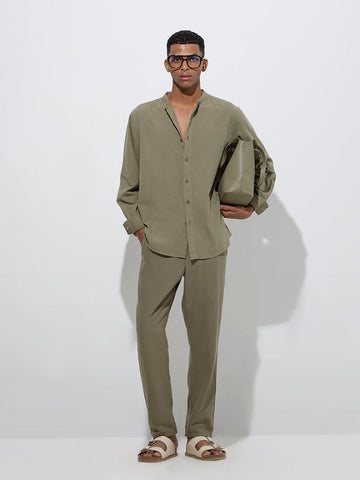 ETA Sage Solid Relaxed-Fit Cotton-Blend Shirt