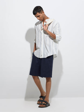 ETA White Striped Relaxed-Fit Cotton Shirt