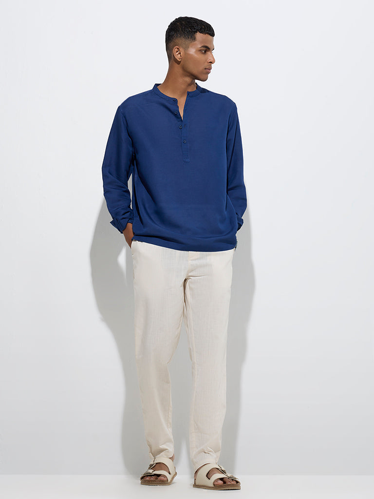 ETA Indigo Solid Relaxed-Fit Shirt