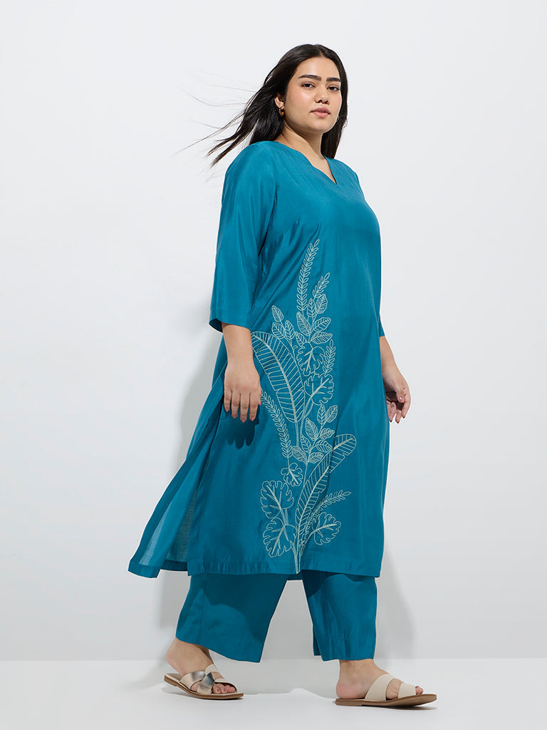 Diza Teal Solid Palazzos
