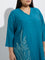 Diza Teal Foliage Embroidered A-Line Kurta