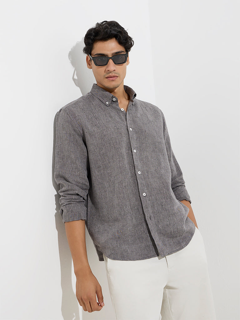 Ascot Charcoal Relaxed-Fit Linen Shirt