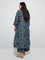 Diza Navy Botanical Design A-Line Kurta
