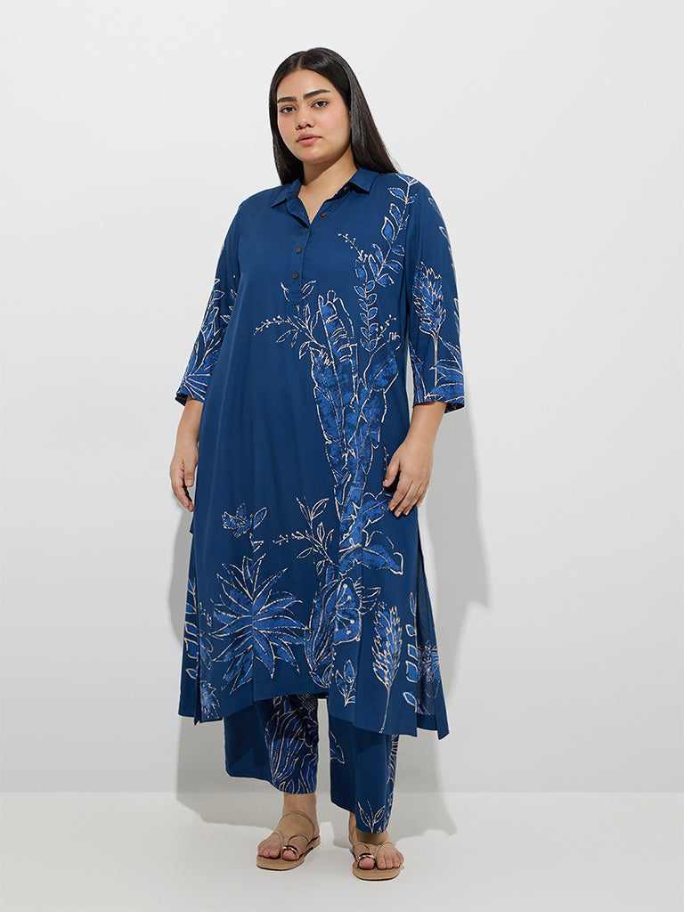 Diza Indigo Botanical Design Ethnic Pants