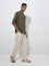 ETA Beige Striped Relaxed-Fit Mid-Rise Cotton Chinos