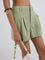 Bombay Paisley Sage Seersucker Cotton Shorts