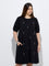 Gia Black Embellished Cotton A-Line Dress
