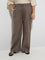 Gia Taupe Solid High-Rise Cotton Pants