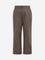 Gia Taupe Solid High-Rise Cotton Pants