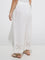 Diza White Schiffli Design Cotton Ethnic Pants