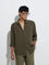 ETA Olive Crinkle Textured Relaxed-Fit Cotton Shirt