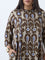 Diza Brown Ikat Printed A-Line Kurta
