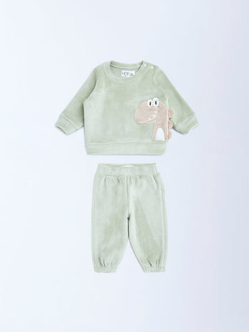 HOP Baby Sage Animal Design Sweatshirt and Joggers Set