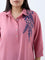 Diza Dusty Pink Leaf Design A-Line Kurta