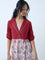 Bombay Paisley Red Floral Cotton Tiered Dress with Jacket