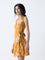 Bombay Paisley Mustard Floral Design Wrap-Style Dress