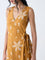 Bombay Paisley Mustard Floral Design Wrap-Style Dress