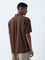 ETA Brown Crinkle-Textured Relaxed-Fit Cotton Shirt