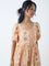 Bombay Paisley Yellow Floral Pattern Cotton Tiered Dress