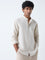 Ascot Beige Solid Relaxed-Fit Linen-Blend Shirt