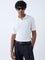 Ascot White Cable-Knit Relaxed-Fit Cotton Polo T-Shirt