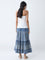 Bombay Paisley Indigo Printed Tiered Cotton Skirt