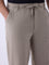 ETA Taupe Solid Relaxed-Fit Mid-Rise Pants