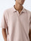 ETA Dusty Pink Textured Relaxed-Fit Cotton-Blend T-Shirt