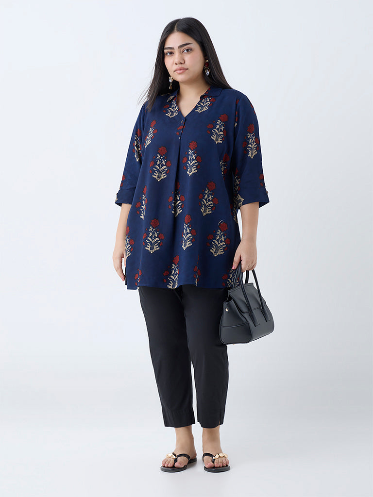 Diza Navy Floral Design Tunic