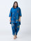 Diza Blue Botanical Printed High-Low Tunic