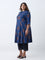 Diza Indigo Printed A-Line Kurta