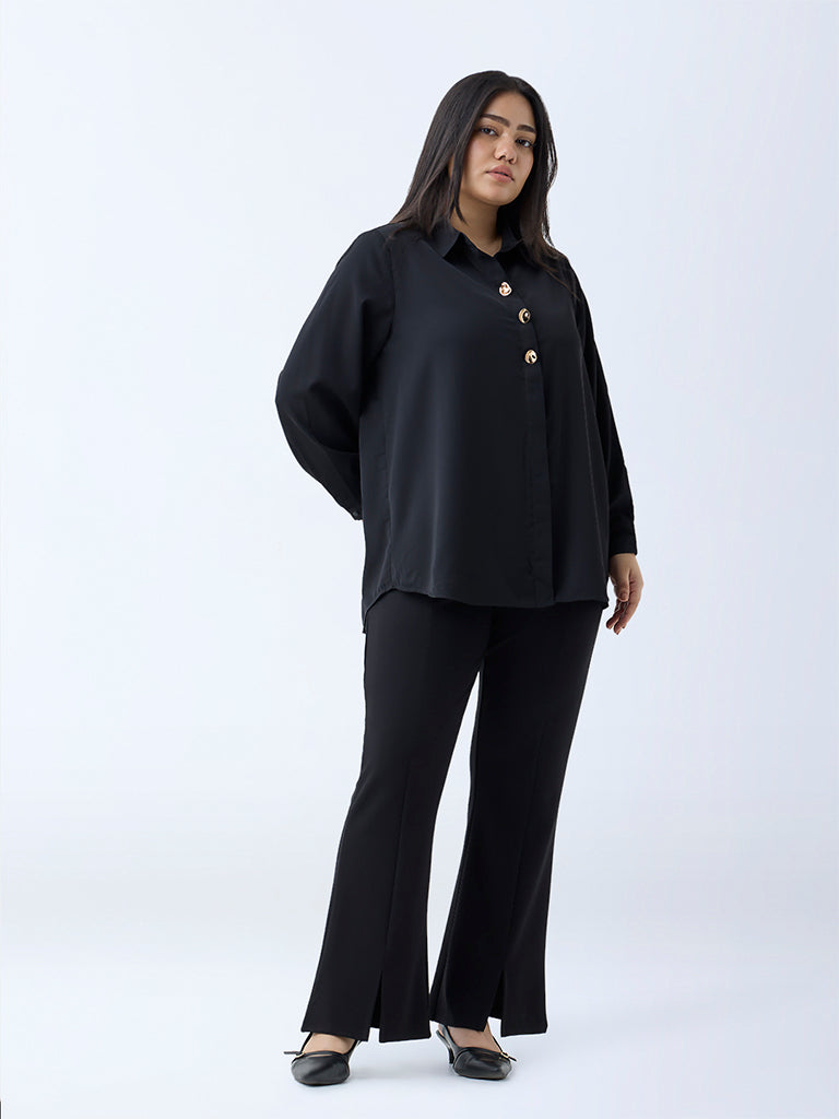 Gia Black Bootcut High-Rise Trousers
