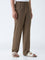 ETA Brown Solid Relaxed-Fit Mid-Rise Pants