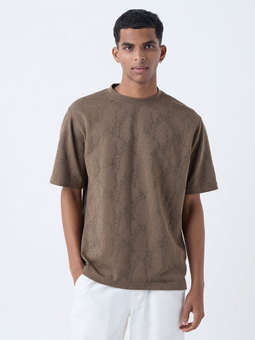 ETA Brown Botanical Pattern Relaxed-Fit T-Shirt